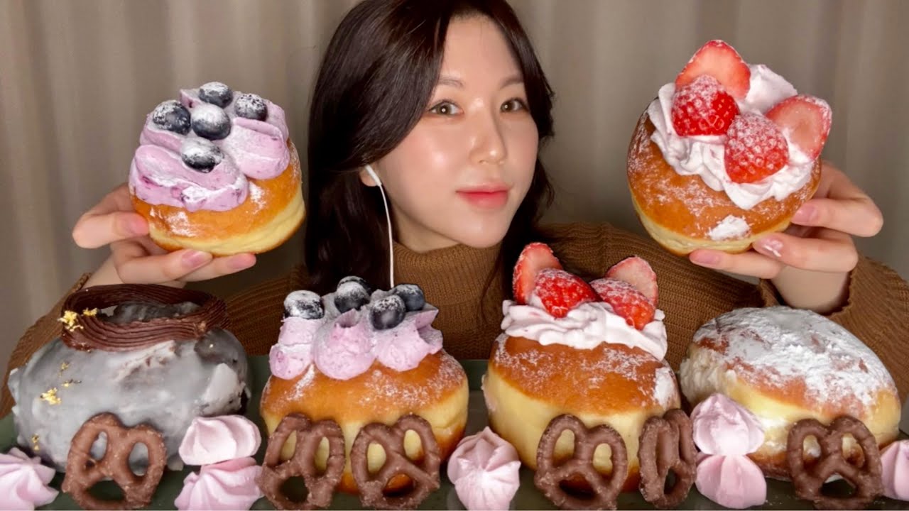 🍪ASMR Пончиковая вечеринка !!🍩 сливочный хлеб MUKBANG✨ Десерт EATING SOUNDS