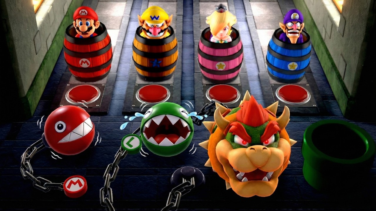 Mario Party Superstars Funny Minigames -  Mario Vs Wario Vs Rosalina Vs Waluigi