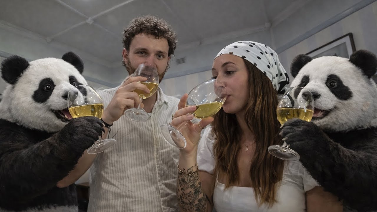 DRINKING WINE WITH PANDAS