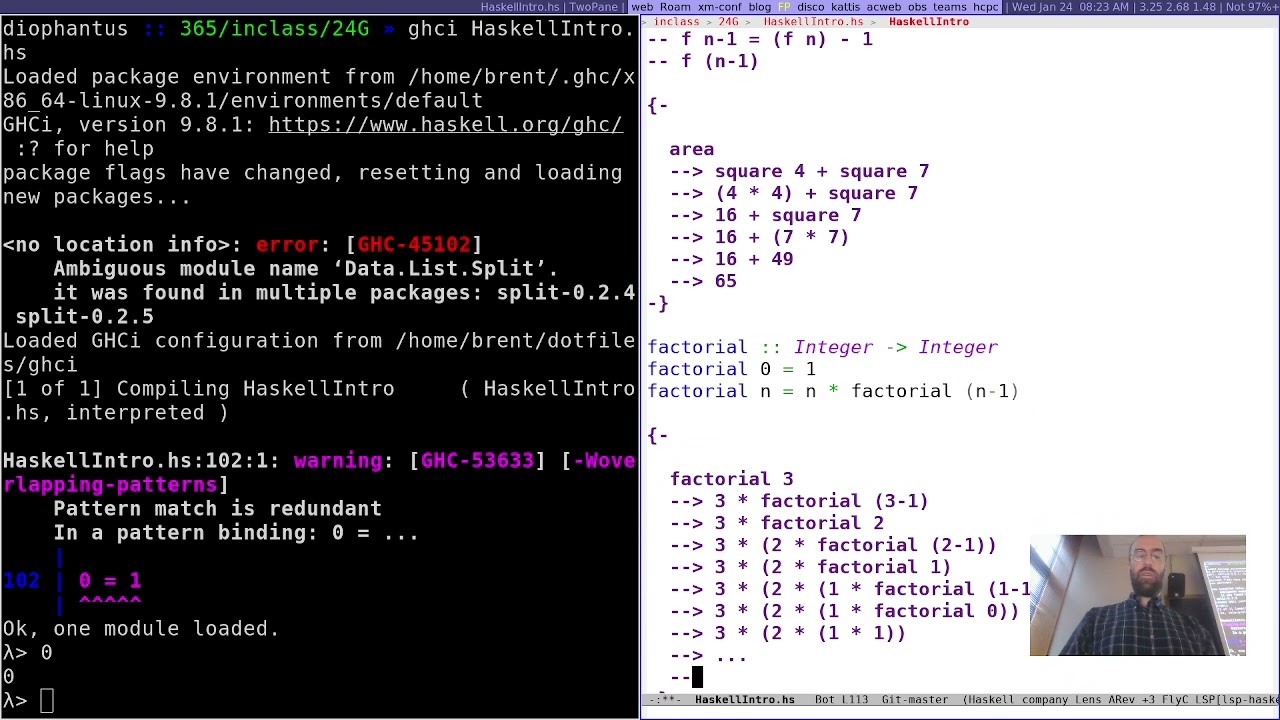 Functional Programming 1/24/24: Functions in Haskell