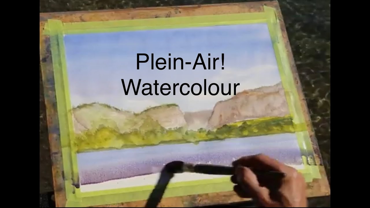 Plein-Air Lake, Mountains & Vineyard Watercolor Tutorial #watercolorlandscape