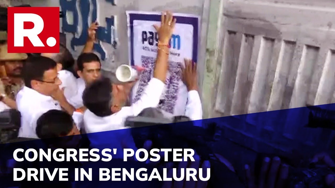 Congress' DK Shivakumar Puts UP 'PayCM' Posters Attacking CM Bommai Amid Poster Drama In Bengaluru