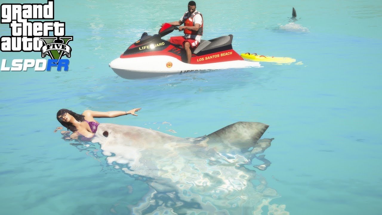 GTA 5 Mods Lifeguard Jet Ski Patrol With Shark Attacks At The Beach - LSPDFR Coastal Callouts