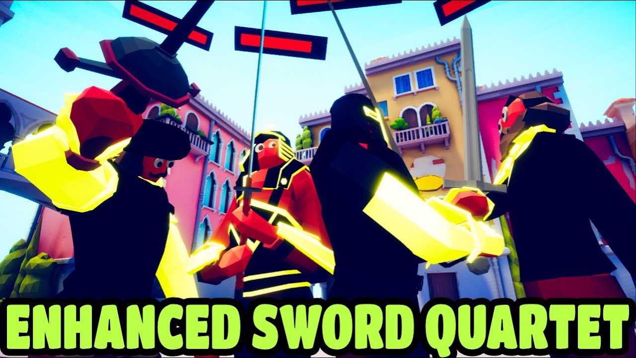 Enhanced Sword Quartet vs Every Faction #1 - TABS MODS GAMEPLAY