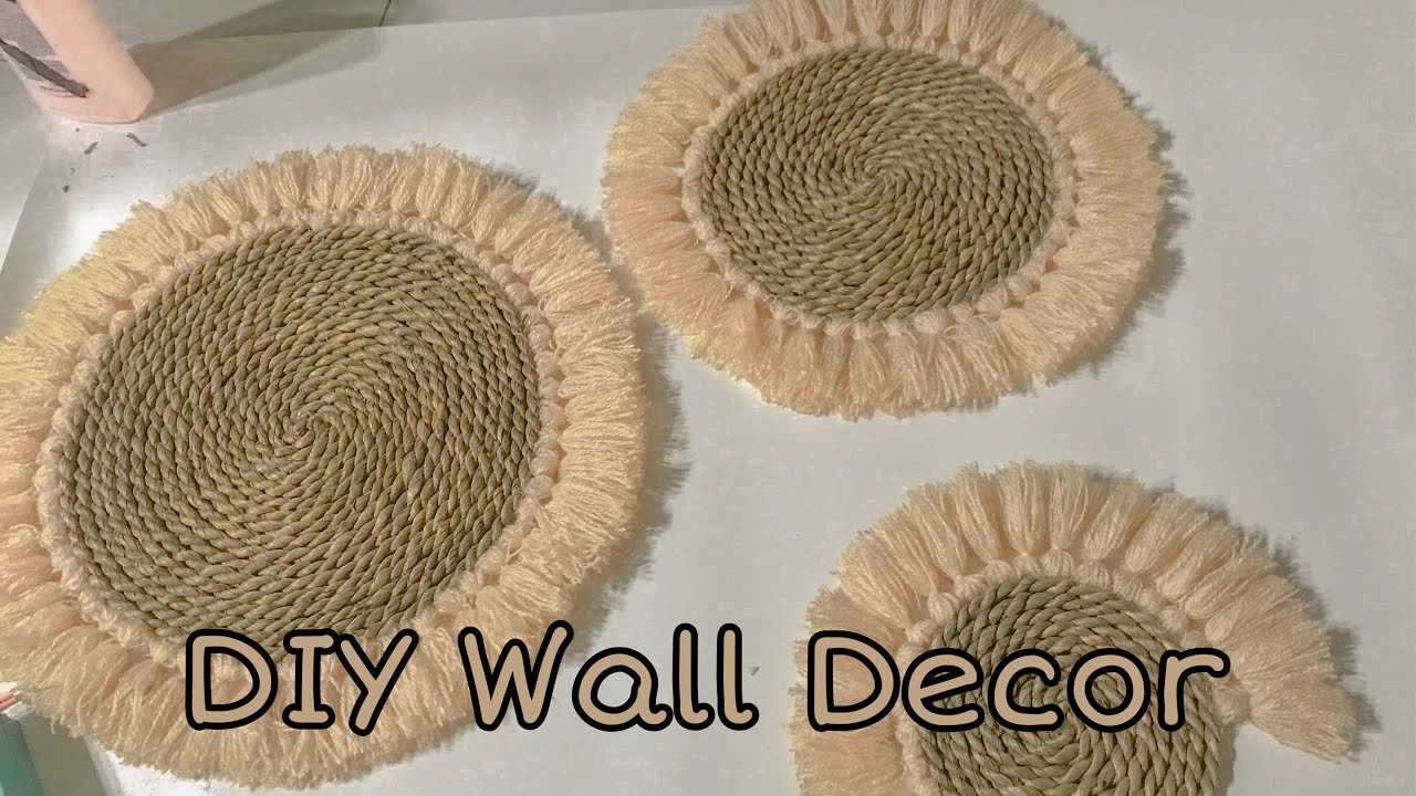 DIY WALL DECOR | CARA MEMBUAT WALL DECOR SENDIRI DARI TALI MENDONG DAN BENANG WOL