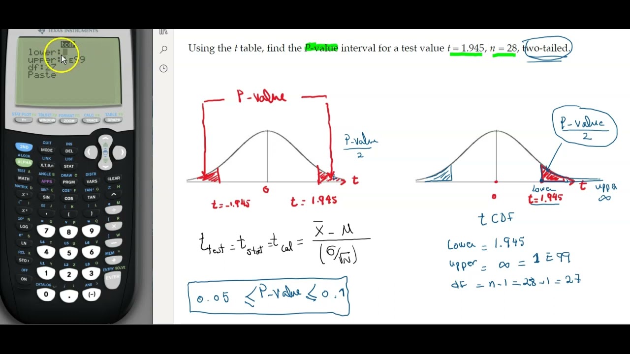 Finding the P-value, using TI-84 Calculator.