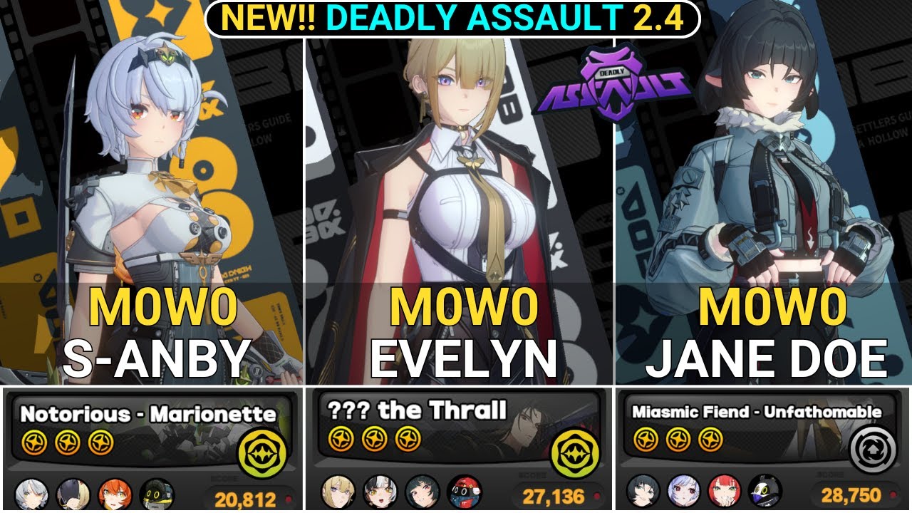 M0W0 S-Anby & Evelyn & Jane Doe Showcase | NEW! Deadly Assault Zenless Zone Zero 2.4