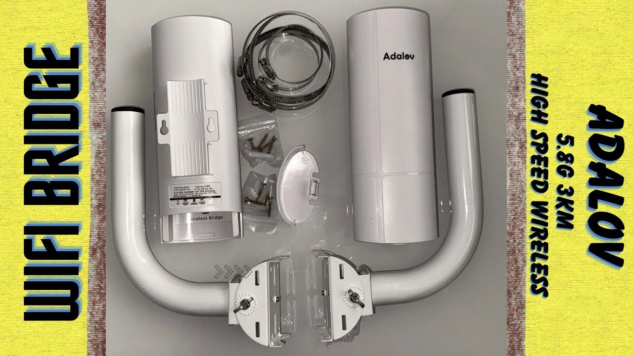 Gigabit Wireless Bridge with Mounts,AdaLov Point to Point/Multipoint, 100/1000Mbps LAN Port,5.8G 3KM