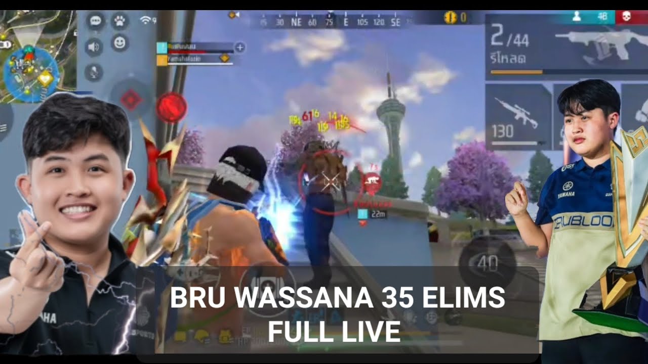 BRU WASSANA 35 ELIMINATIONS 2v4 RANKED FULL LIVE FREE FIRE MAX