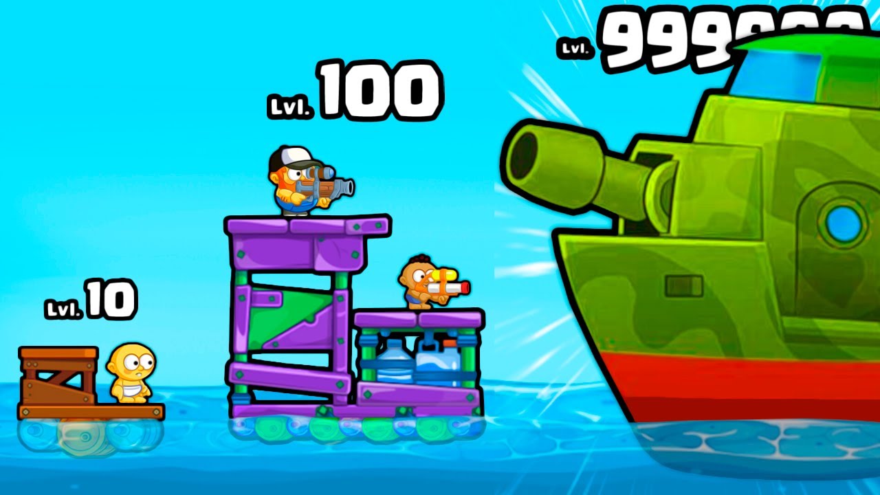 CONSTRUA E MELHORE SUA JANGADA PARA DERROTAR OS INIMIGOS | Raft Wars