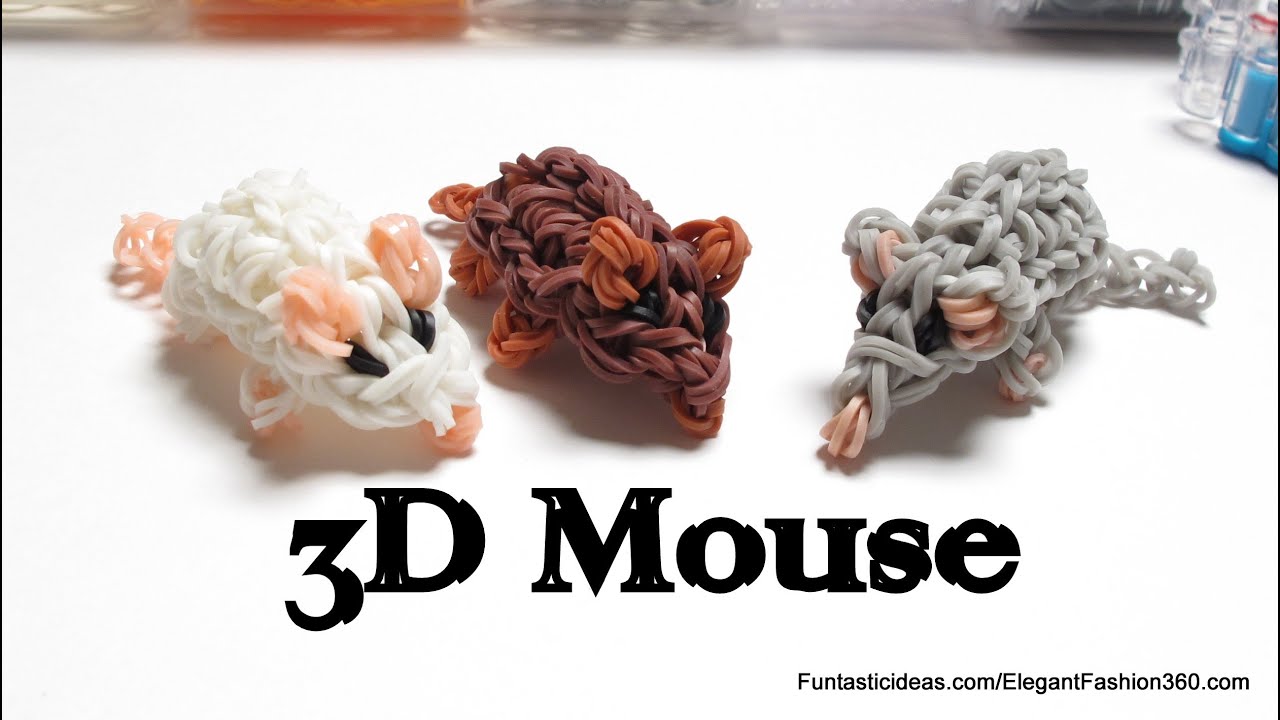 Rainbow Loom Mini Mouse/Hamster 3D Figures/charms - How to - 3D Animal Series