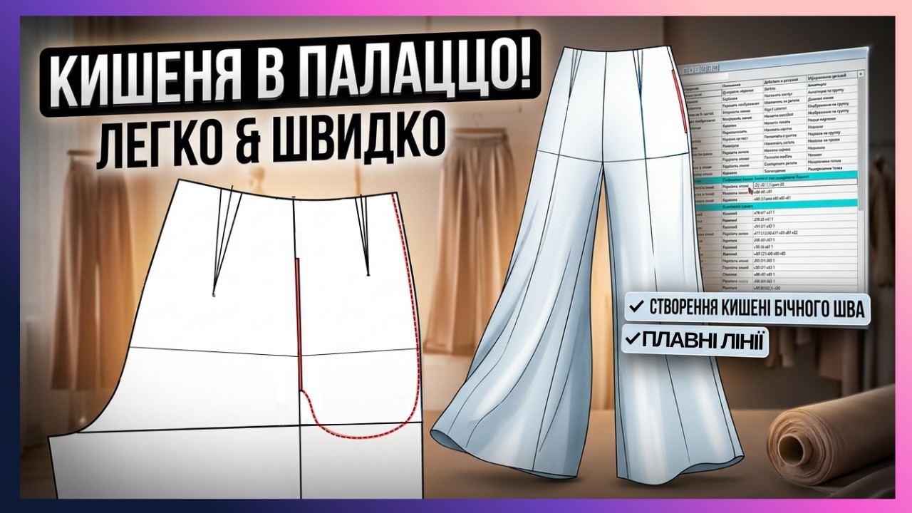 Урок №10👖🩳_додаток. Кишеня бічних швів широких Штанів Палаццо#cadfashion #НавчанняFashion #graziacad