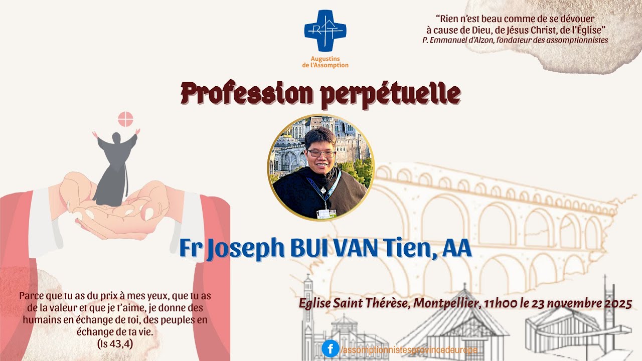 VOEUX PERPÉTUELS - Hồng ân Vĩnh khấn thầy Giuse BÙI VĂN Tiến,  dòng Augustino - Đức Mẹ lên trời.
