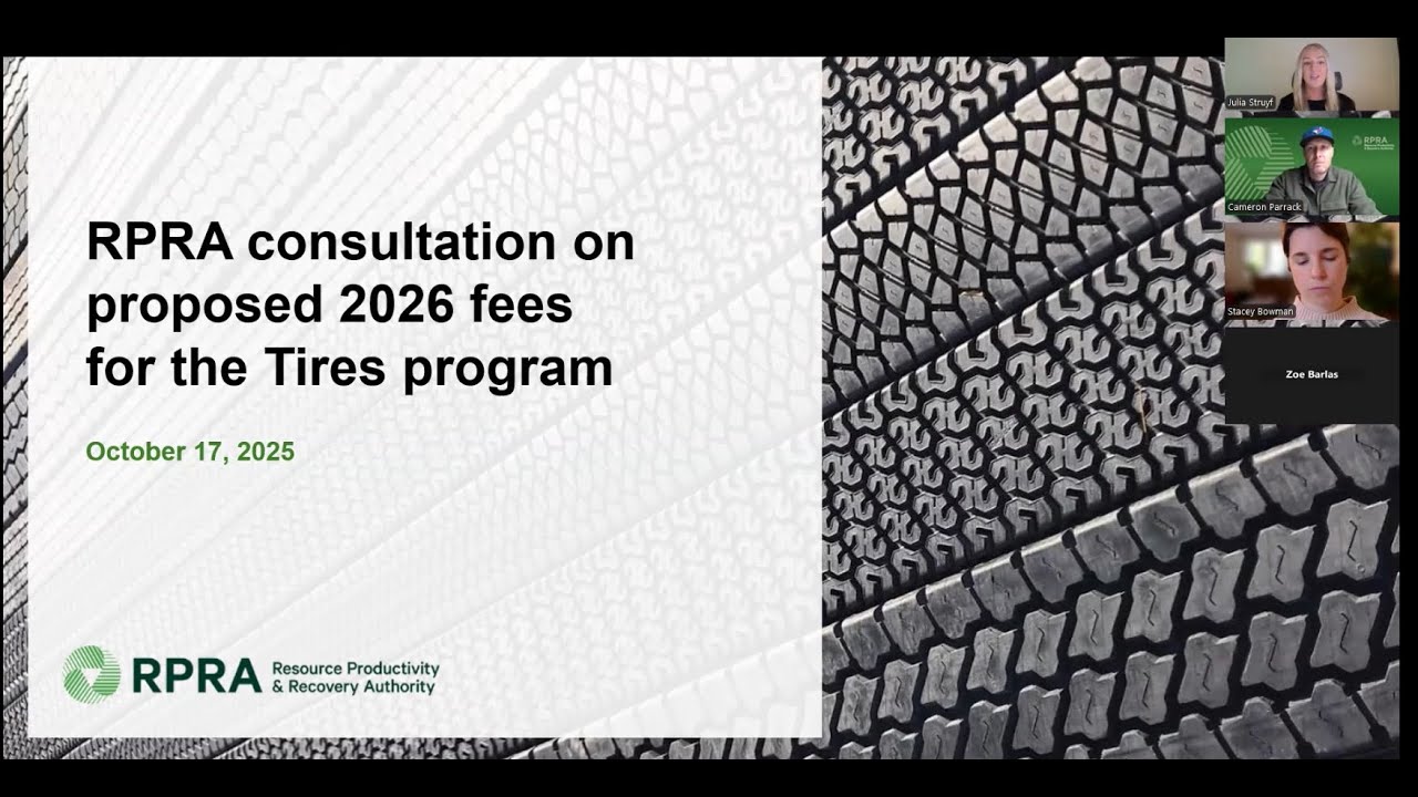 RPRA's Consultation on the Proposed 2026 Program Fees for the Tires Program
