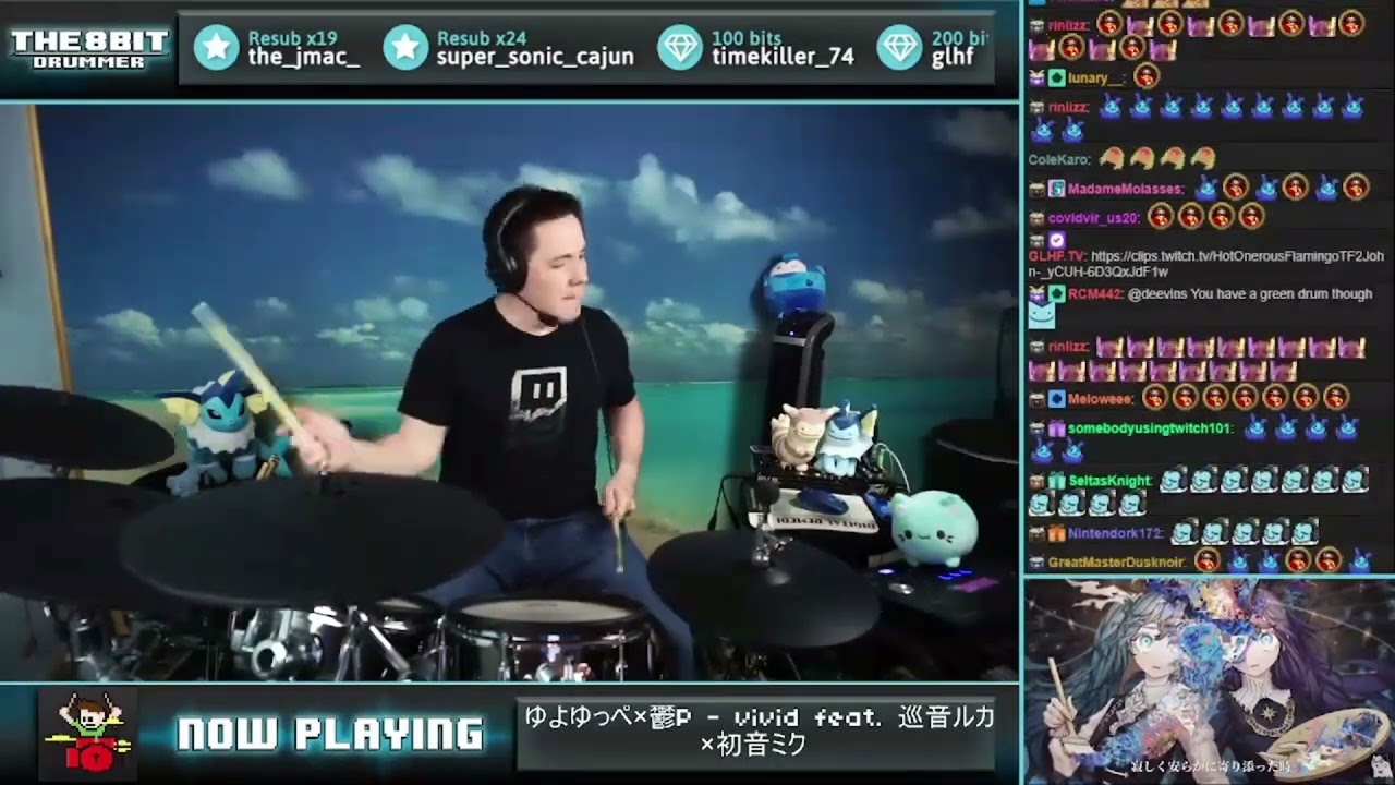 The8BitDrummer plays ゆよゆっぺ/Yuyoyuppe × 鬱P/Utsu-P - vivid feat. 巡音ルカ × 初音ミク