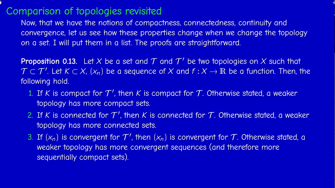Math400 - Functional Analysis - Section 0.2.3 Comparison of topologies revisited