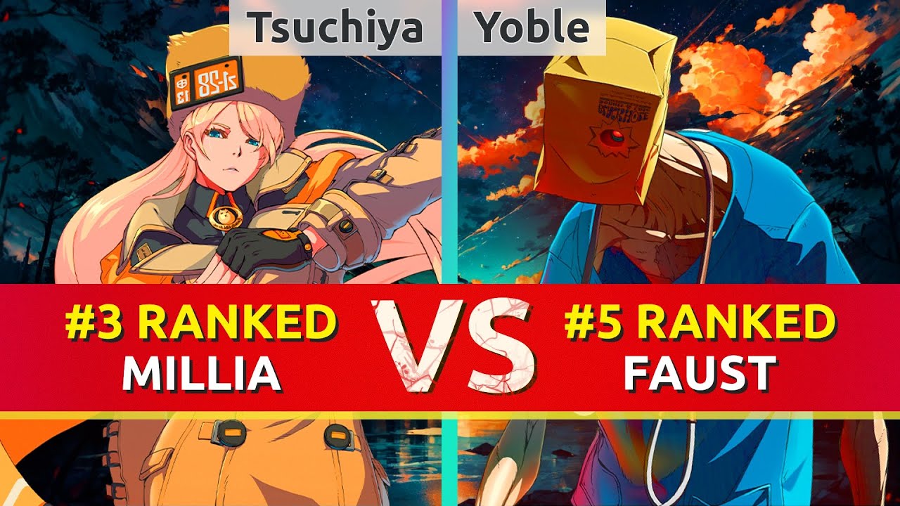 GGST ▰ Tsuchiya (#3 Ranked Millia) vs Yoble (#5 Ranked Faust). High Level Gameplay