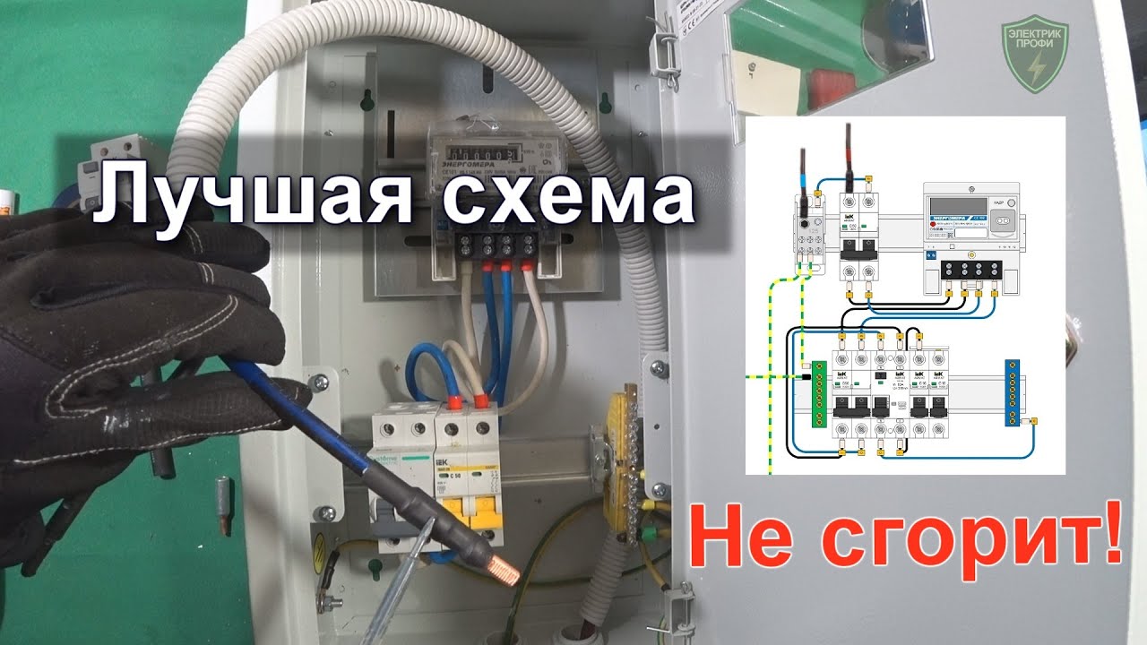 Почему горят автоматы. Опрессовка СИП провода в щите учета. СХЕМА однофазного щита учета.