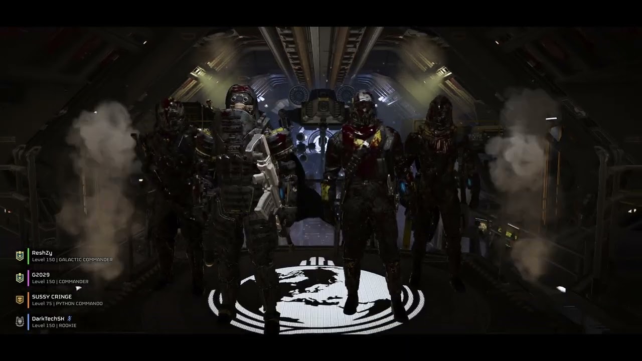 [Helldiver 2] Me and the gang scraping some tin head prepare for the star of peace and warbond.