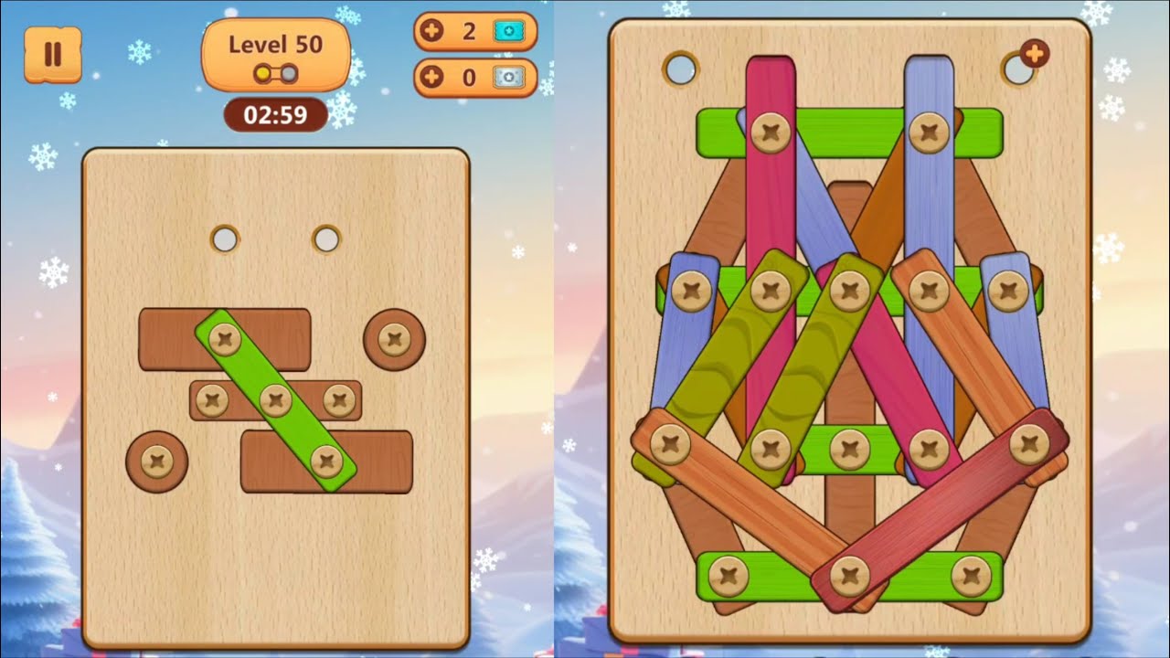 Wood Nuts And Bolts Puzzle Level 50