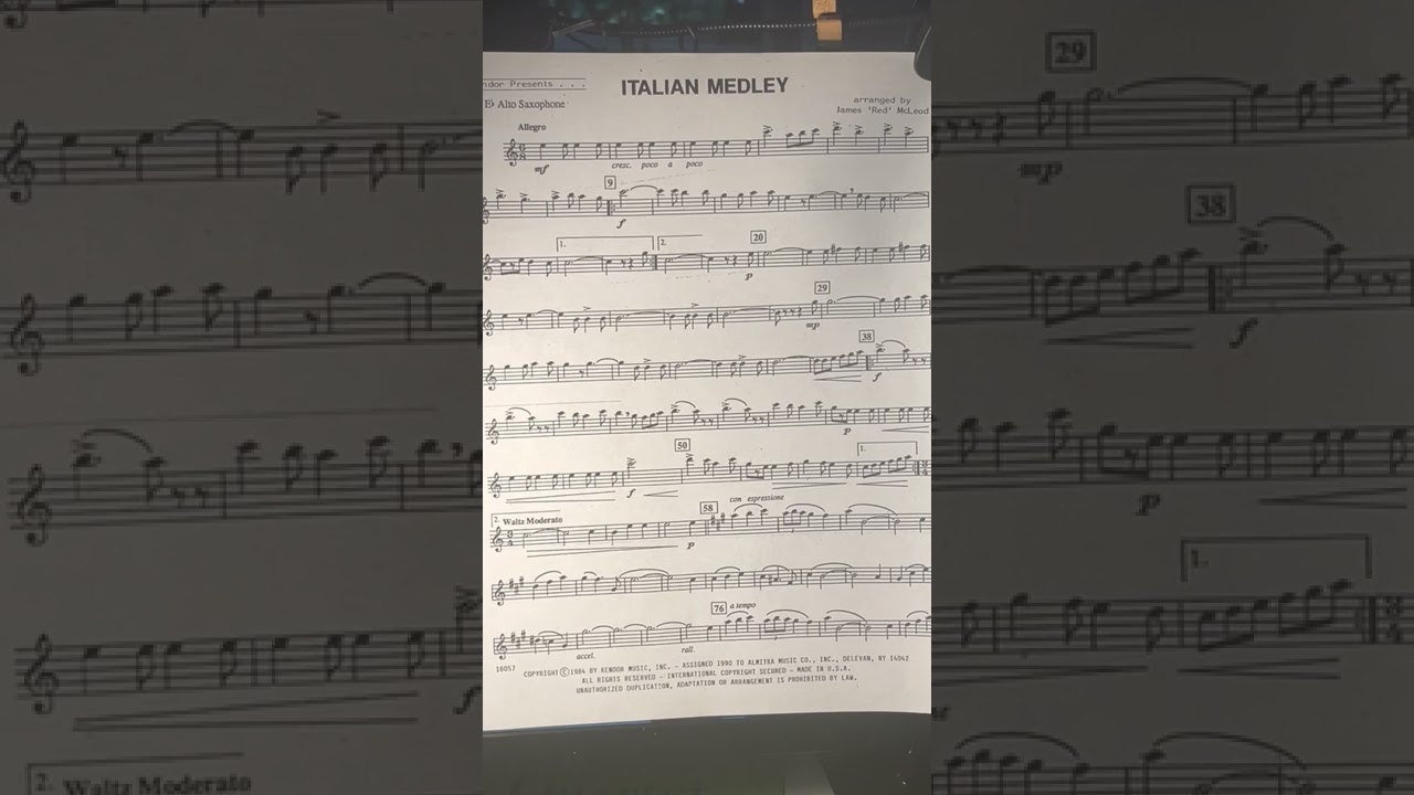 SAX QUARTET  Italian Medley ALTO 1
