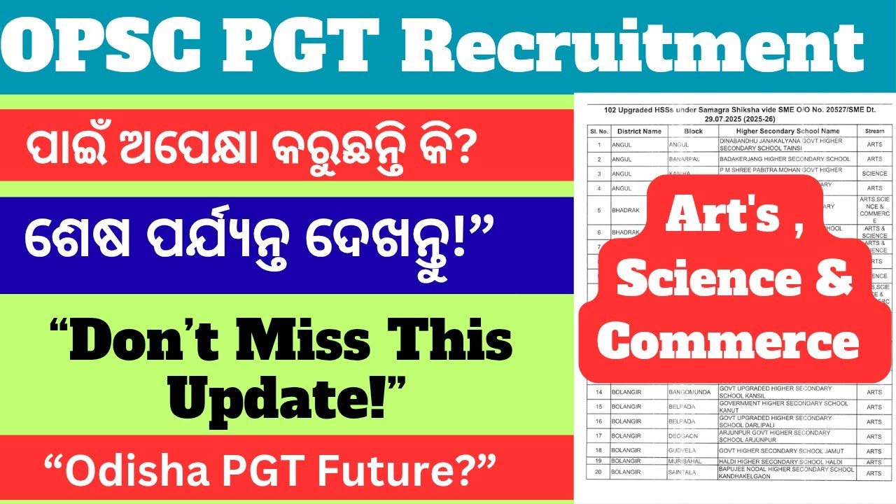 OPSC PGT Next Phase Recruitment Update II Art's Science & Commerce #opscpgt Govt & Upgraded HSS