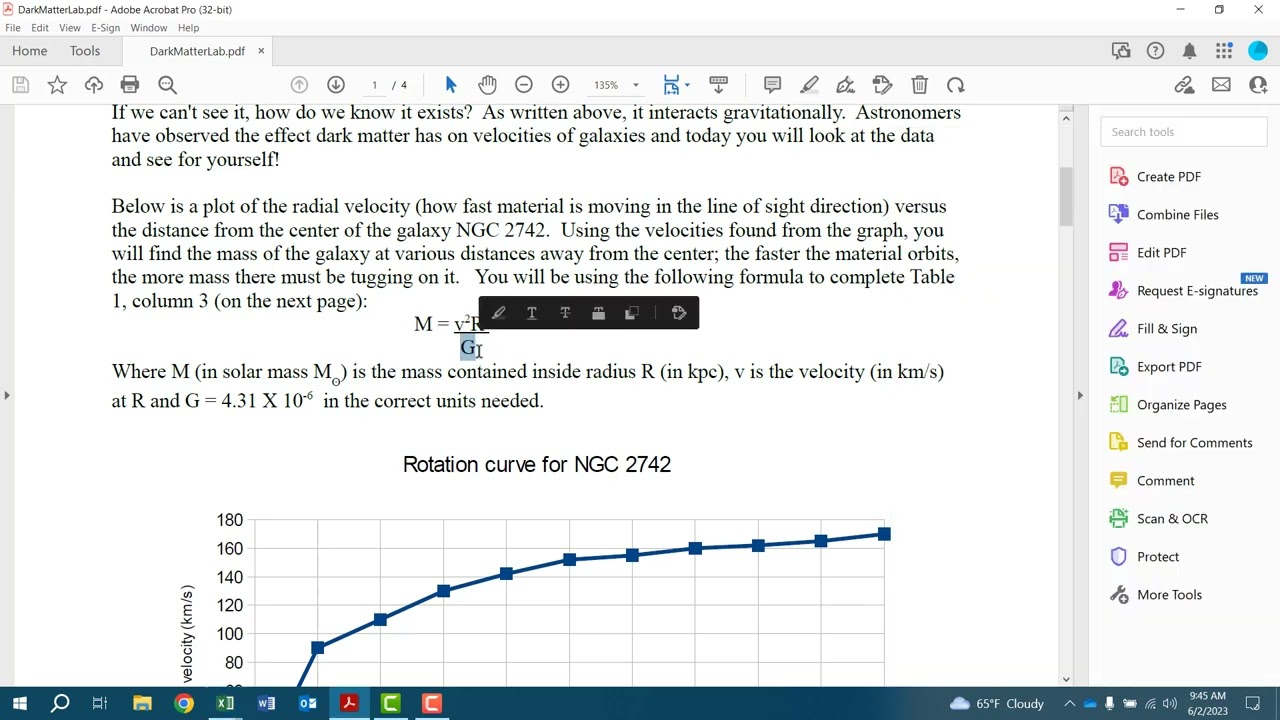 Dark Matter Lab: Instructions for Plotting in Excel
