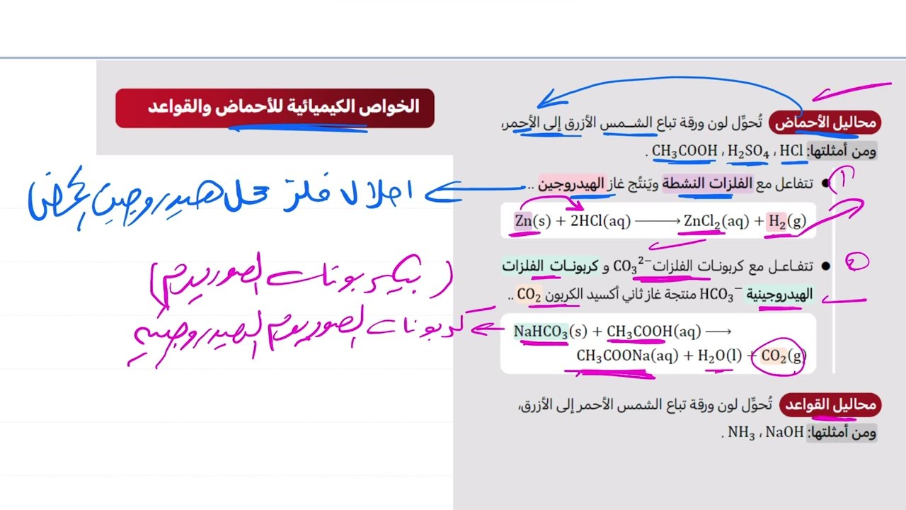 ٧- الأحماض والقواعد تحصيلي ناصر عبدالكريم 2025