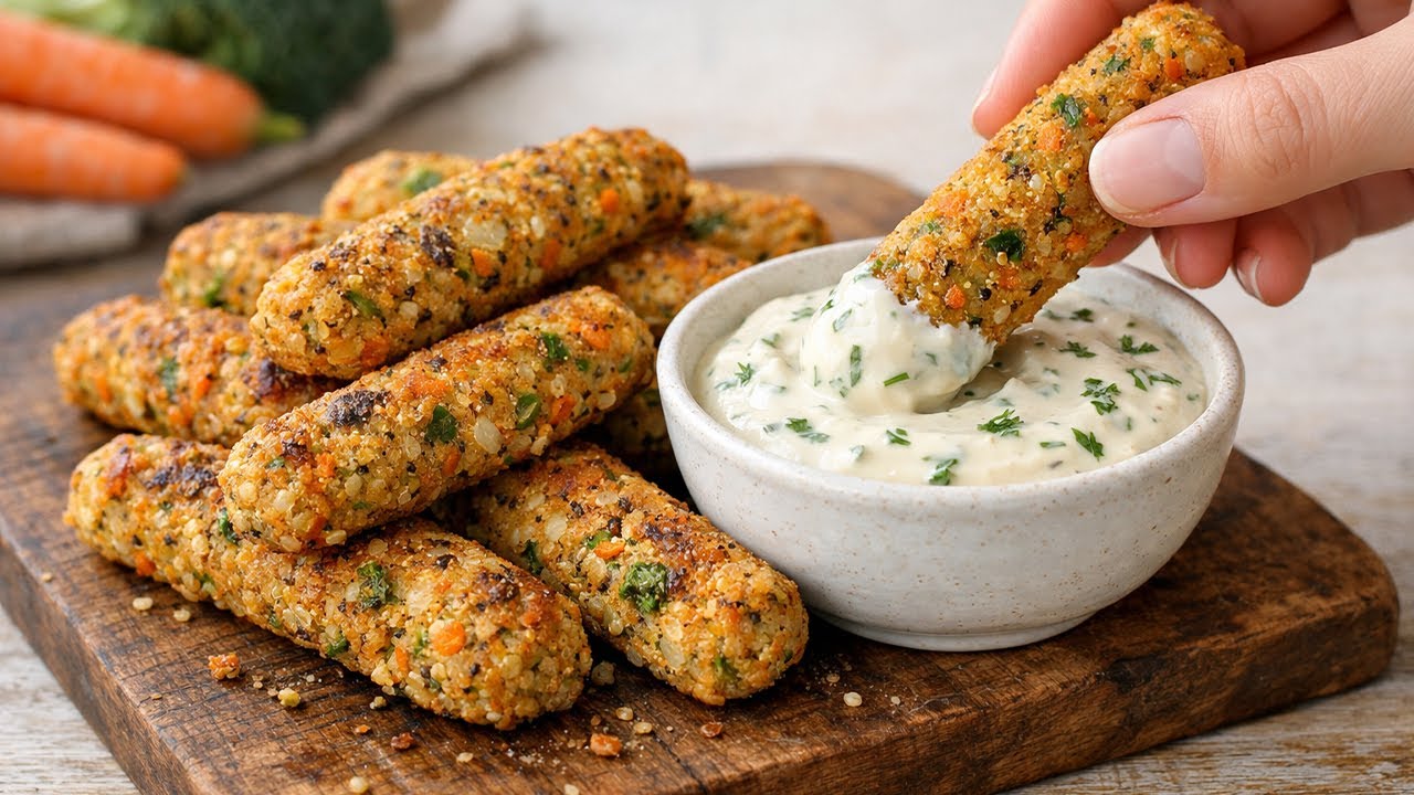 These baked chickpea and quinoa sticks are my favorite high-protein snack!