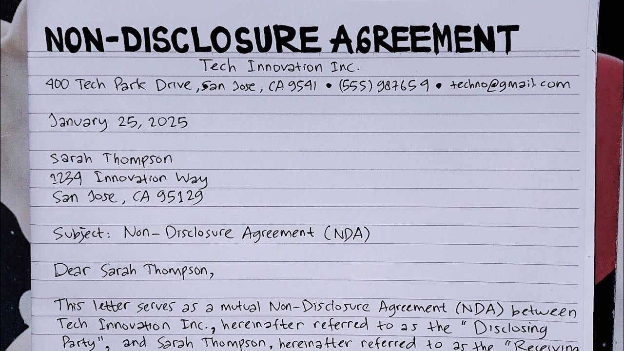 How To Write A Non-Disclosure Agreement or NDA Letter Step by Step Guide | Writing Practices