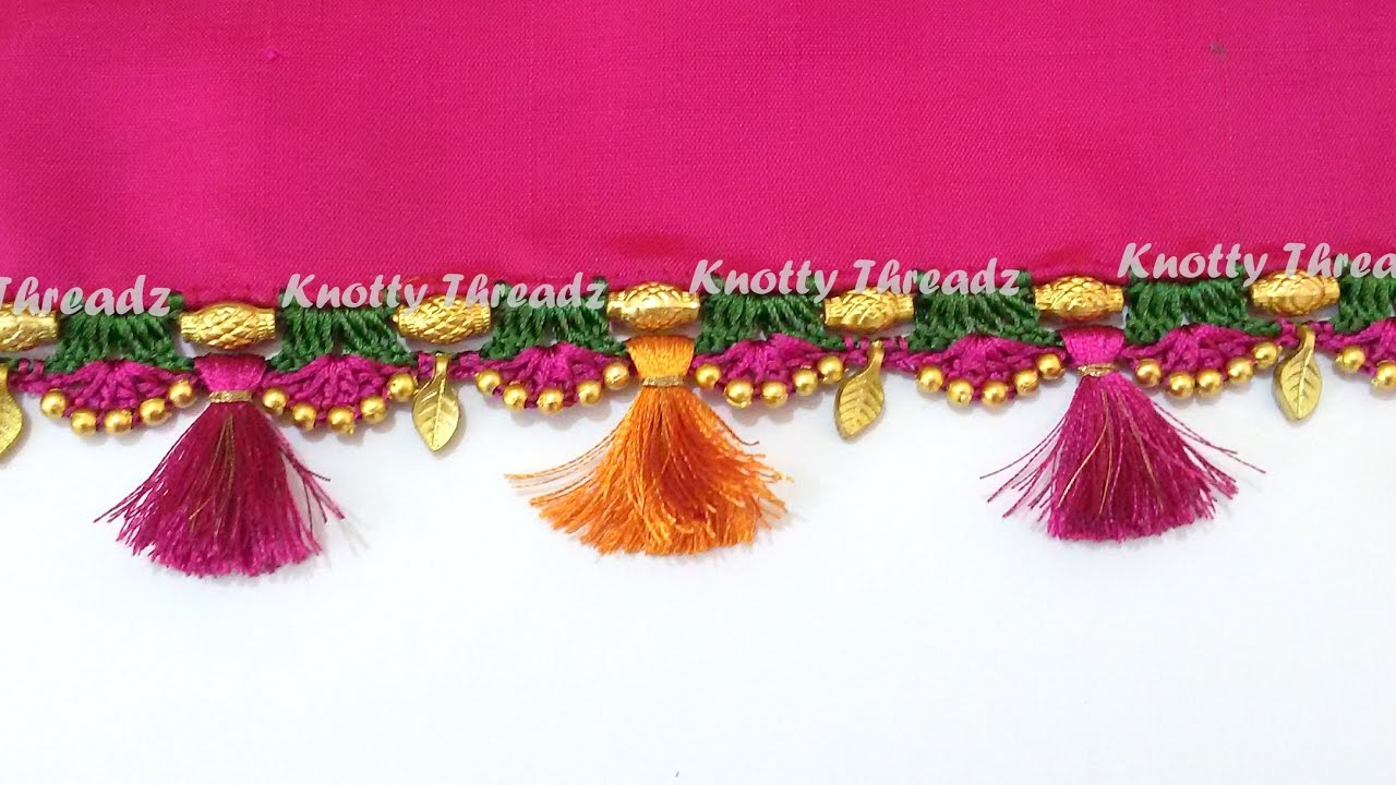 How to do Crochet / Krosha Saree Tassels using Silk Thread, Beads and Kuchu at Home | Tutorial !