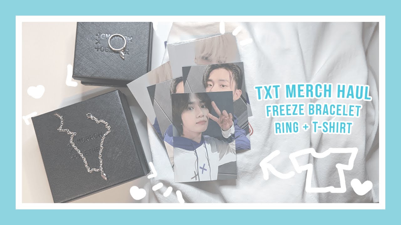 ✨ txt merch haul ✨ freeze unboxing | bracelet ring t-shirt + photocards