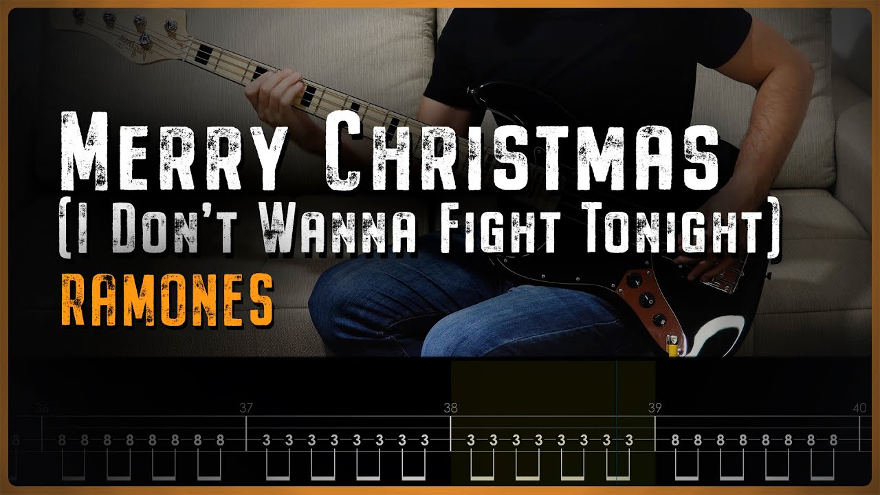 RAMONES - Merry Christmas (I Don't Wanna Fight Tonight) | Bass Cover and TABS on Screen