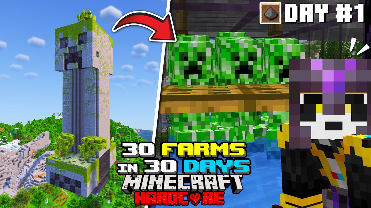 I Built a GIANT Creeper Farm in Minecraft - [30 Farms in 30 Days] - Day 1
