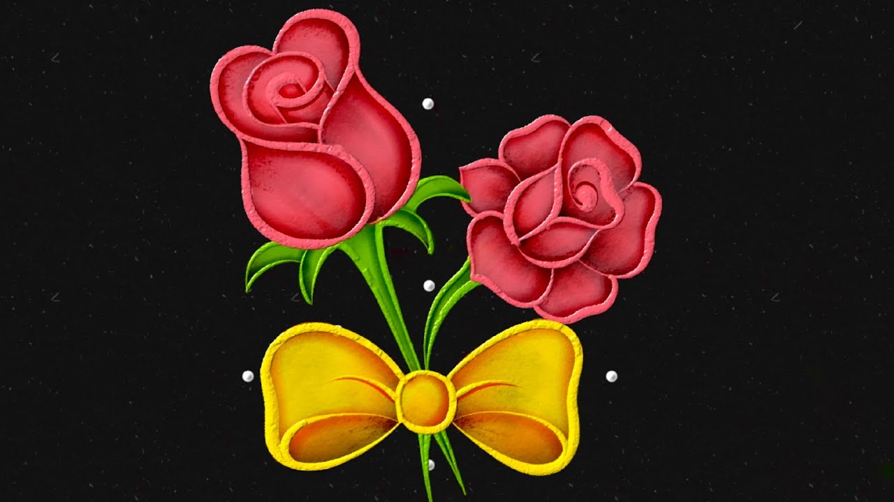 Easy Rose Rangoli 🌹 5*3 dots Flower Rangoli | Simple muggulu designs 💐 Daily Small kolam