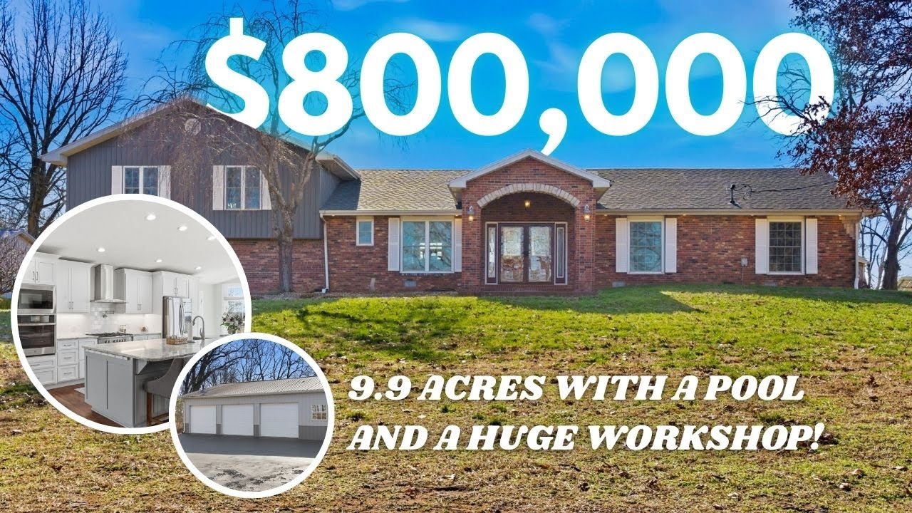 Private Estate on Nearly 10 Acres 😍 Pool, 2 Shops & Remodeled Home in Battlefield!