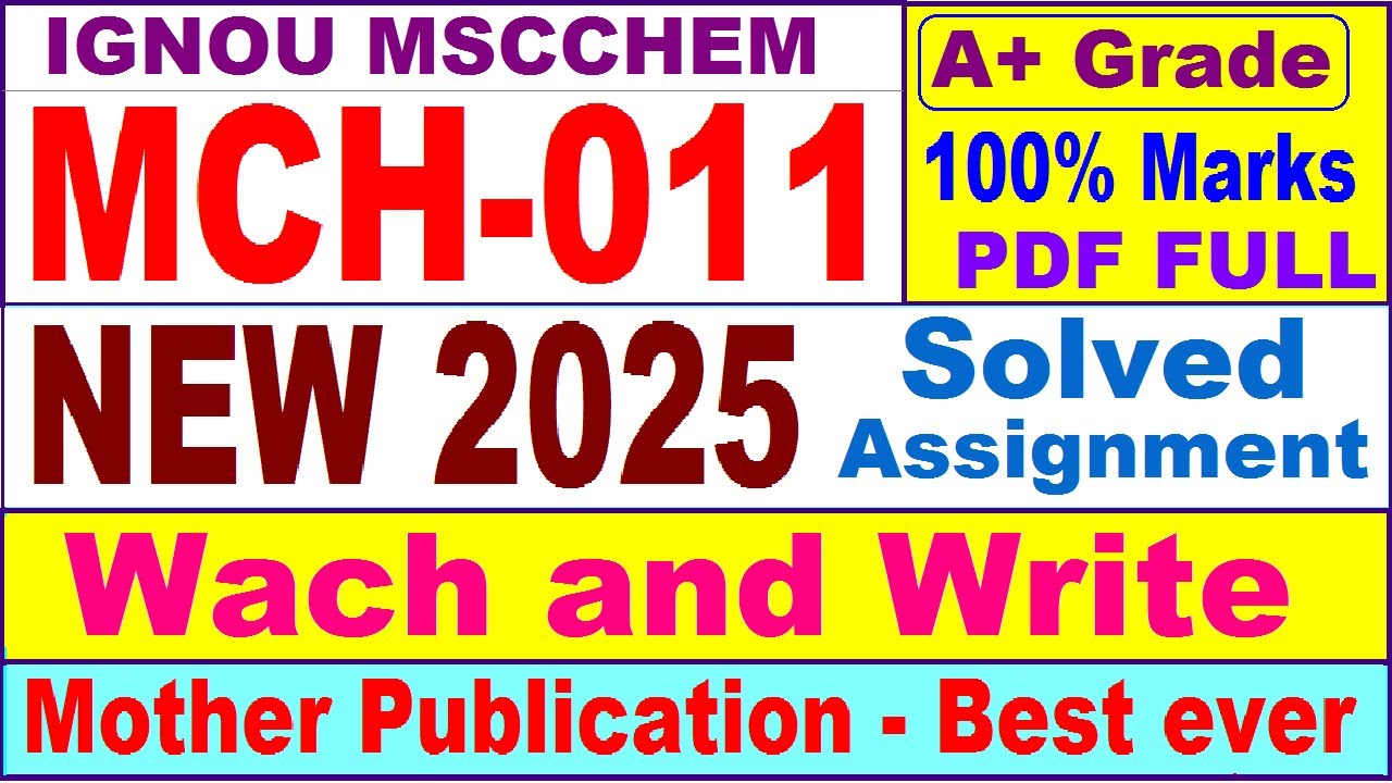 MCH 011 solved assignment 2025 in English || mch 011 solved assignment 2025 || ignou mch011 2025