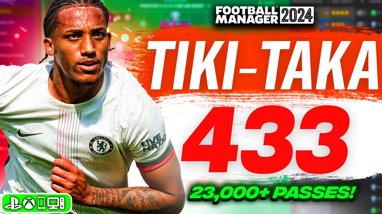 УЛУЧШЕННАЯ тактика 4-3-3 Tiki-Taka FM24! 91% от паса + 69% от владения мячом!