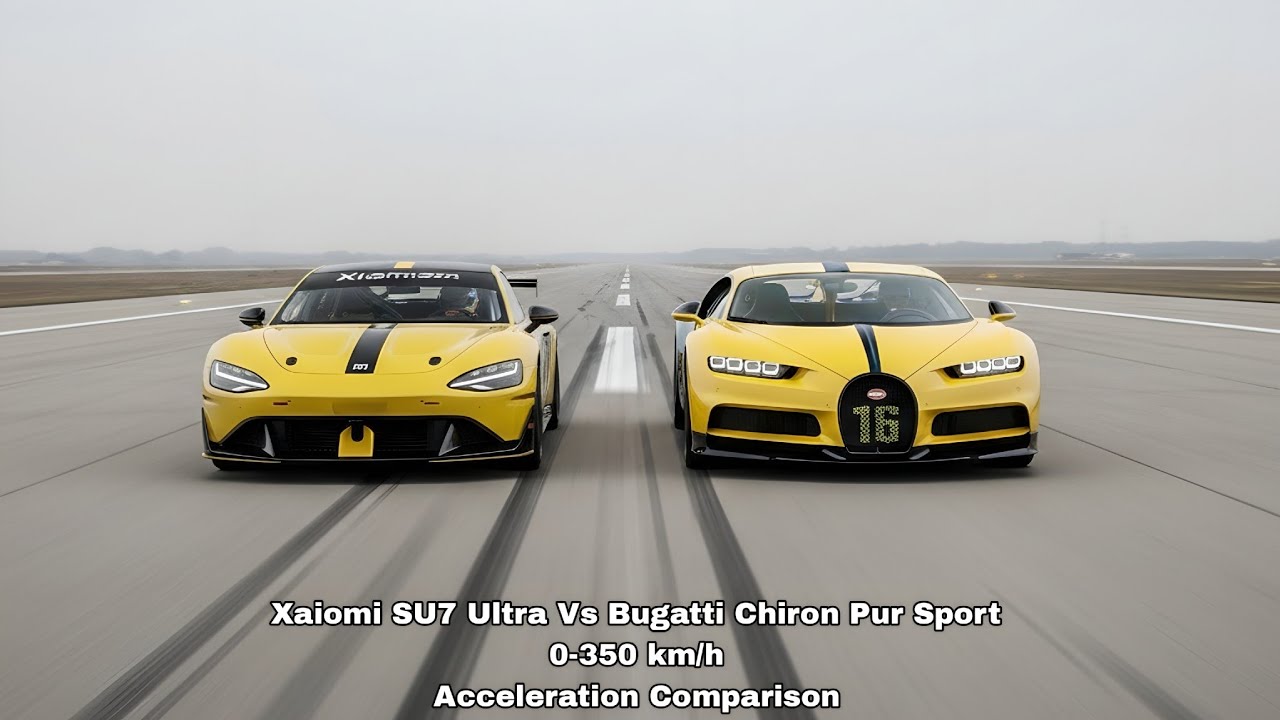 Xiaomi SU7 Ultra Vs Bugatti Chiron Pur Sport 0-350 km/h Acceleration Comparison 