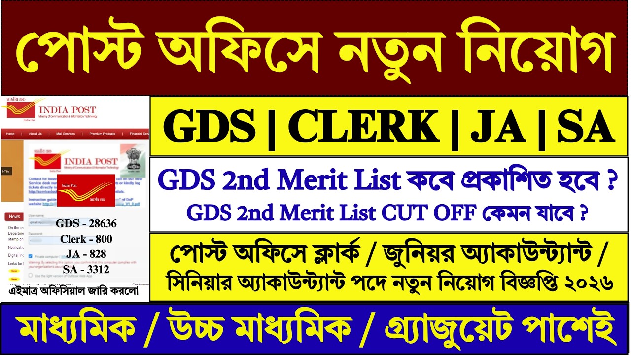 Post Office New Recruitment 2026 | GDS 2nd Merit List 2026 | post office new vacancy 2026 |