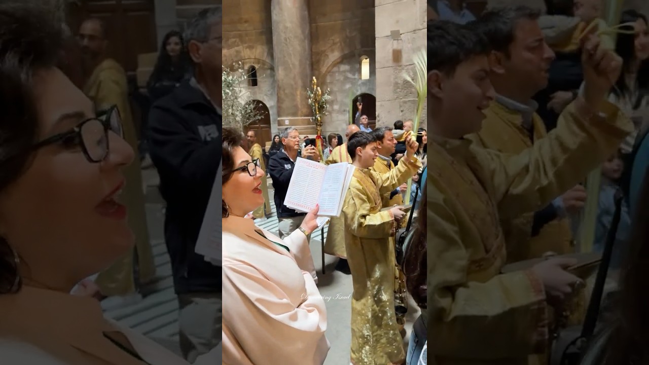Palm Sunday procession at the Church of the Holy Sepulchre in Jerusalem. Israel 2025