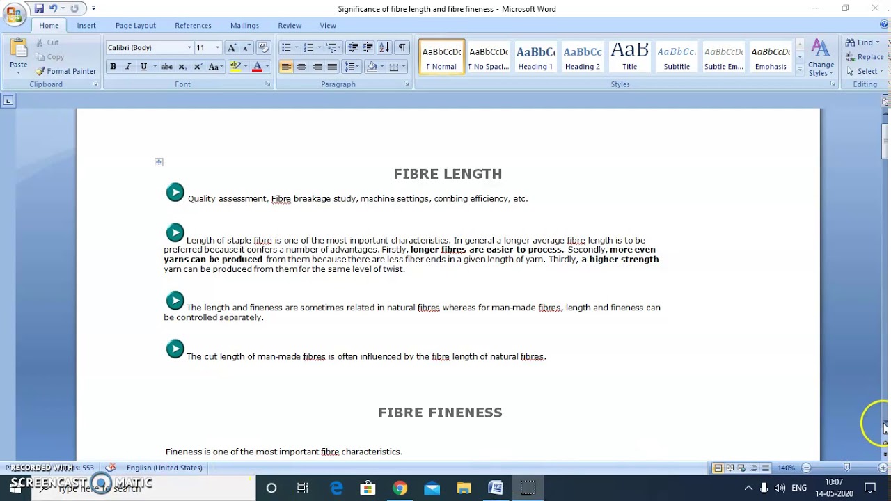 Significance of fibre length and fibre fineness