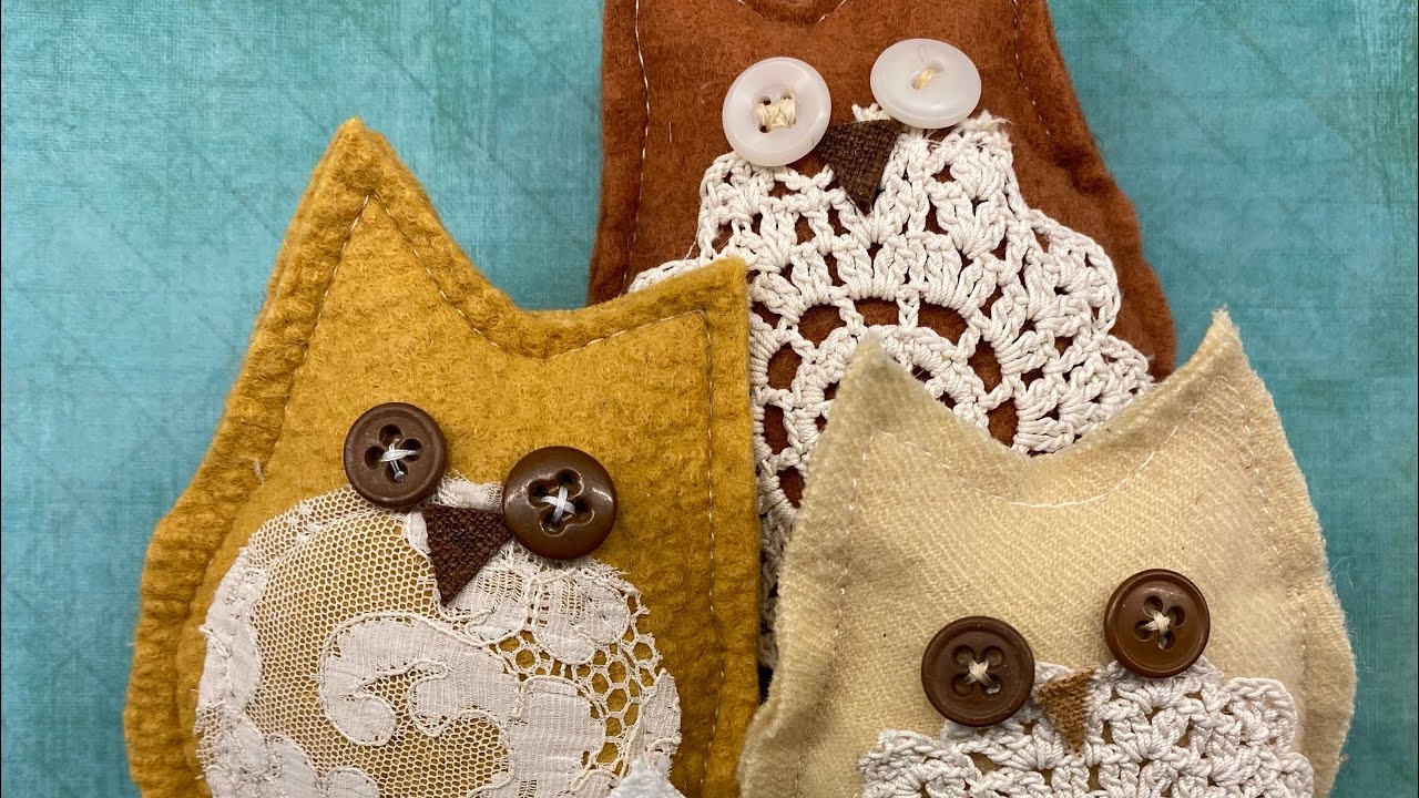 Repurposed fabric owls