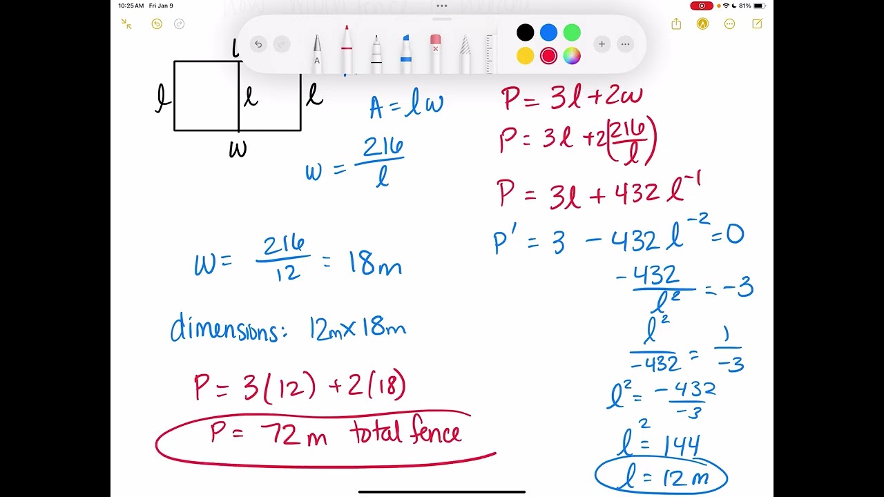 AP Calculus 5.4 Modeling and Optimization part 2