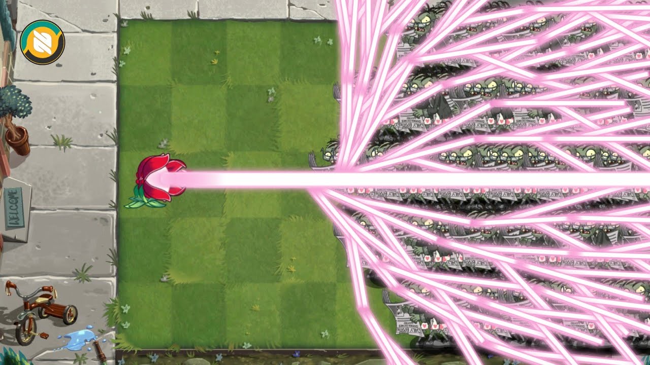 Pvz 2 Battlez - 5 Plant Max Level Power Up Vs 200 Little Newspaper Zombie