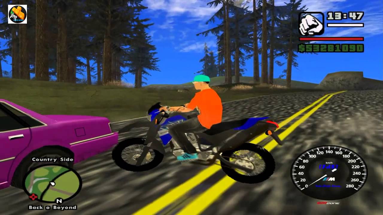 Gta sa- zoando e role de yamaha xt 660 azul cortando de giro