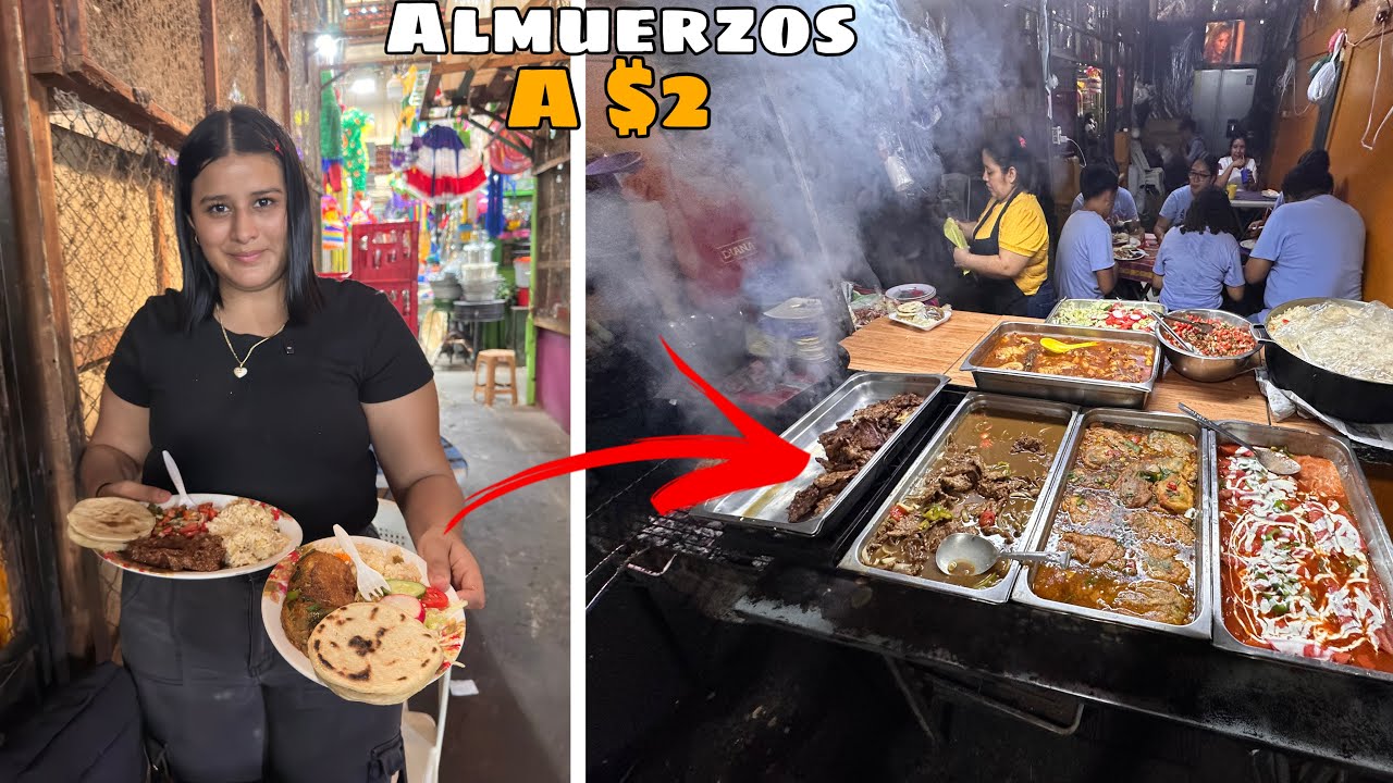 LOS ALMUERZOS MÁS BARATOS DEL MERCADO CENTRAL DE SONSONATE 😱A SOLO 2 DÓLARES 🤑