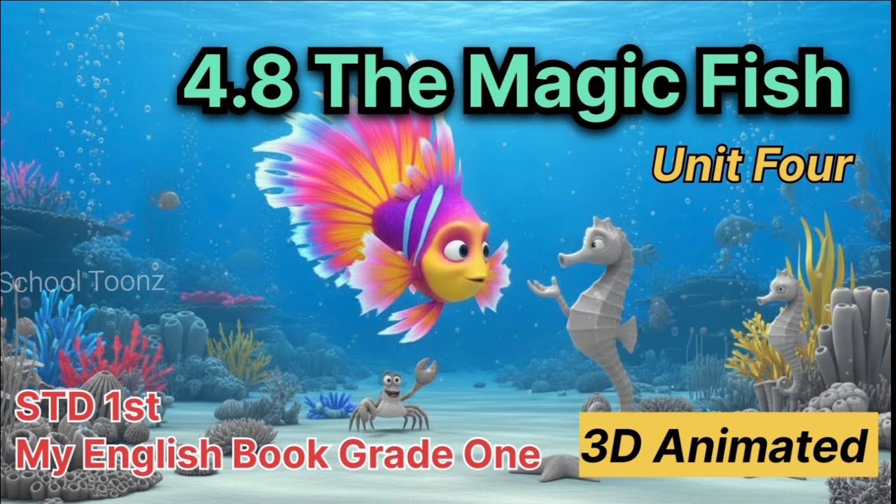 4.8 The Magic Fish | STD 1st English Unit Four | New Syllabus | Animated Story | School Toonz