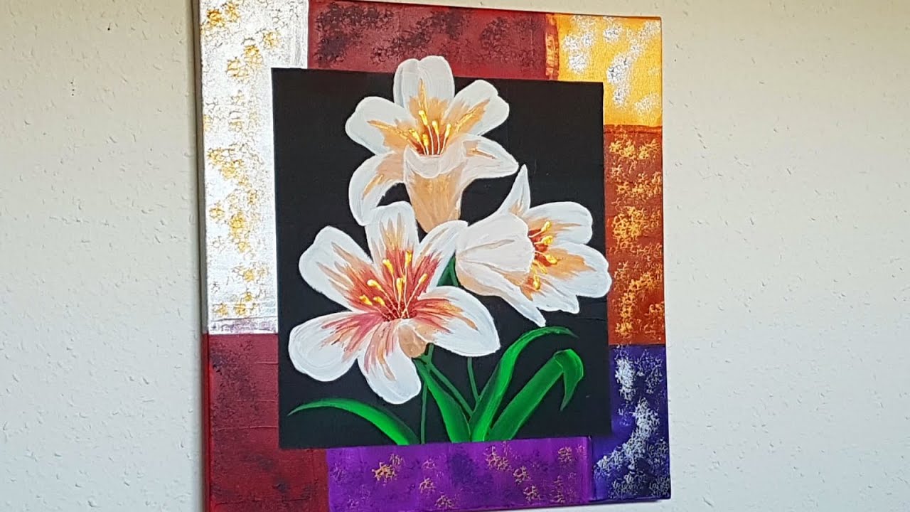Blumen Malen Acryl Spachtel Schwamm Pinsel- Flowers Acrylic Painting Palette Knife Sponge Brush