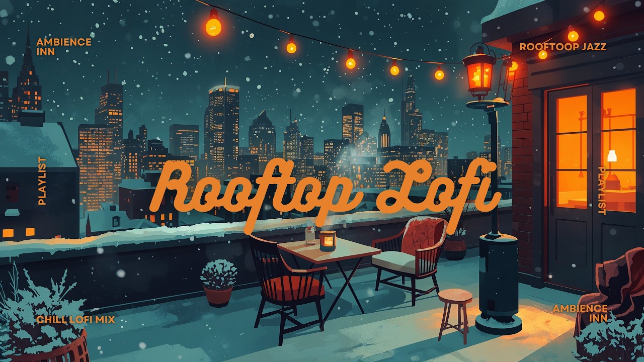Winter Rooftop Café Jazz ❄️🌙 Slow Jazz & Cozy City Night Ambience